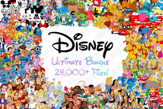 provide cut bundle disney characters svg png files design bundle for pod