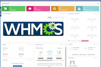 setup whmcs and create a complete hosting website