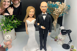 custom clay figure sculpture gift,wedding cake topper,bobble head figurines