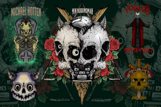 do design dark art, skull, skeleton, clothing brand or merch