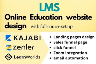 design lms website on kajabi, learndash, learnworlds