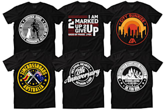 do retro, badge, patch, and vintage t shirt logo designs for brand or company