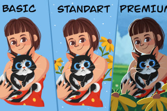 draw cute cartoon portrait illustration