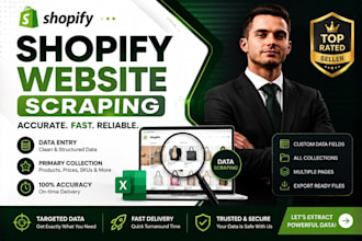 scrap and bulk upload to shopify, data entry, and data scrap