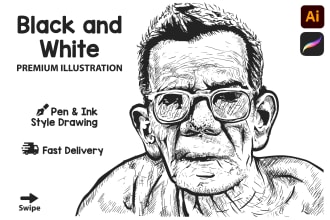 draw black and white illustration from your photo