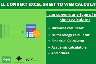 convert excel sheet to online calculator for your website