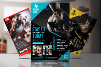 create gym flyer, sports, dance, party and events flyer, fitness poster design
