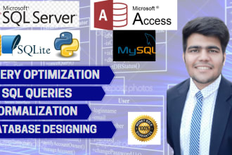 design database, sql queries, ms sql server, mysql