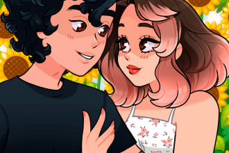 draw you, a couple or a family portrait illustration