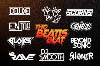 create edm, dj, band, studio record, and any text logo