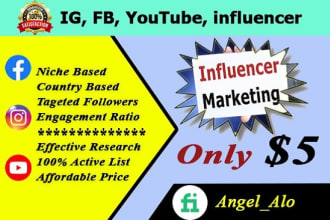 find influencers list from instagram, tiktok and youtube