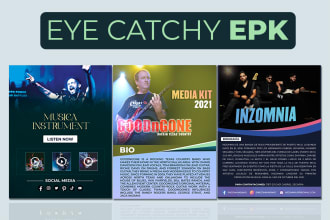 design a electronic press kit,  artist epk, media press kit