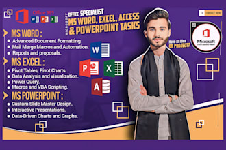hande tasks of microsoft office, word, excel, powerpoint, access