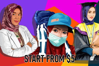 draw portrait vector with realistic style