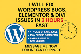 fix wordpress errors, bugs, elementor and divi issues fast