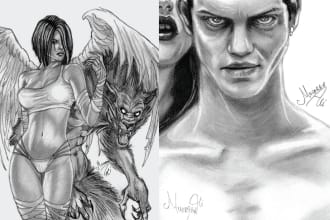 pencil sketches, drawings, portraits and caricatures