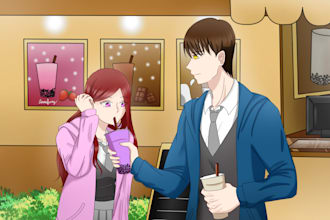 draw cg visual novel  in anime style