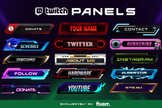 design custom twitch panels or buttons for your stream
