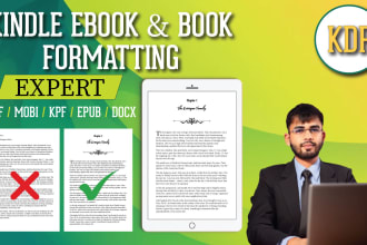 amazon KDP ebook formatting , paperback layout and kindle book formatting