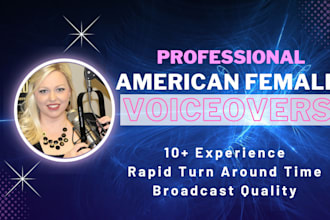 be your professional american english female voice over artist