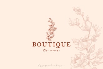 design floral line art boho logo for boutiques and skincare store