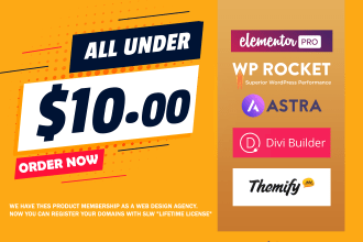 install wp rocket, astra agency bundle, divi theme, themify