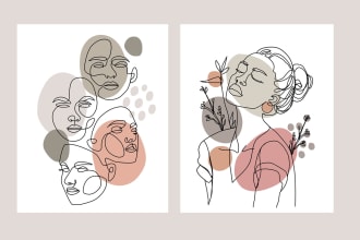 draw unique one line illustration, vector minimalism
