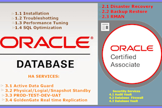 do oracle db ebs installation, backup recovery, sql tune, ha services, dr plan