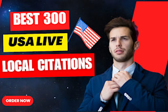 do 300 live USA local citations and directory submission for local SEO