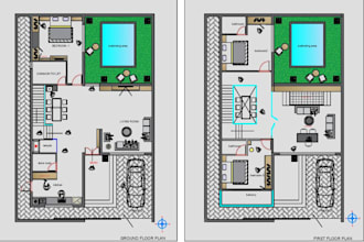 draw 2d autocad floor plan and elevation