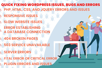 fix any wordpress issues, errors, or bugs within 1 hour