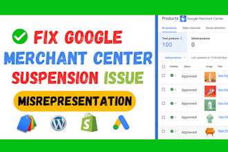 fix google merchant center suspension and misrepresentation