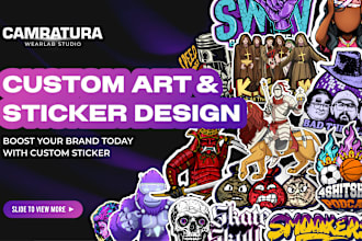 design stickers, patches, hangtags for brand, community, band
