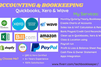 do bookkeeping and accounting using quickbook, xero and wave