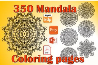 create 350 patterns mandala coloring book pages for amazon KDP