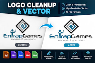 clean up, redraw and vectorize your logo professionally
