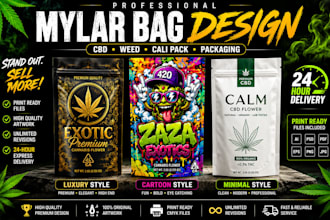 design premium mylar bag, weed pouch and cannabis packaging