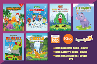 design kids coloring book cover within 24 hours