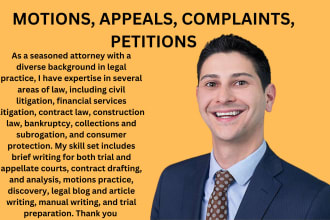 draft lawsuits, complaints, petitions, motions, appeals, mou, injunctions, nda