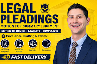 draft motion for summary judgment, motion to dismiss, lawsuits, complaints, nda