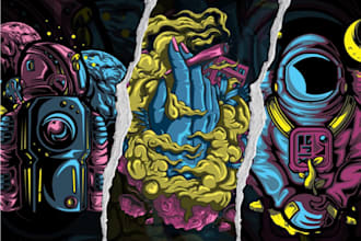 create cool outer space astronaut illustration