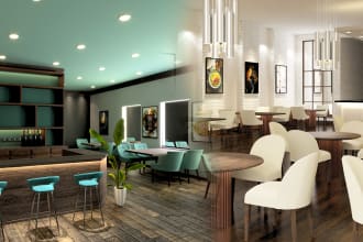 3d interior design restaurant, cafe, bar, lounge, and spa