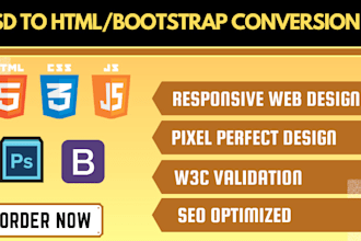 convert PSD to HTML responsive website