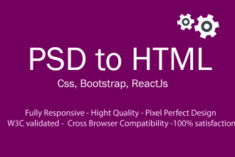 convert PSD to HTML responsive bootstrap