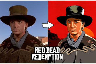 make your photo into red dead redemption poster style vector