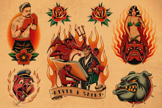 create old school or traditional tattoo design