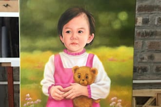 paint a real oil portrait painting on canvas with shipping