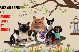 make vector illustration dog cat animal pet cartoon portrait