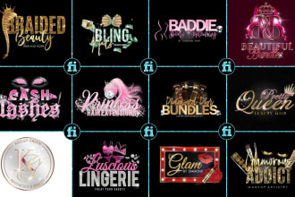 feminine,eyelashes,hair extensions,lips,nails,beauty salon and boutique logo