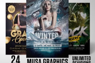 design club, prom, kids birthday and party flayer